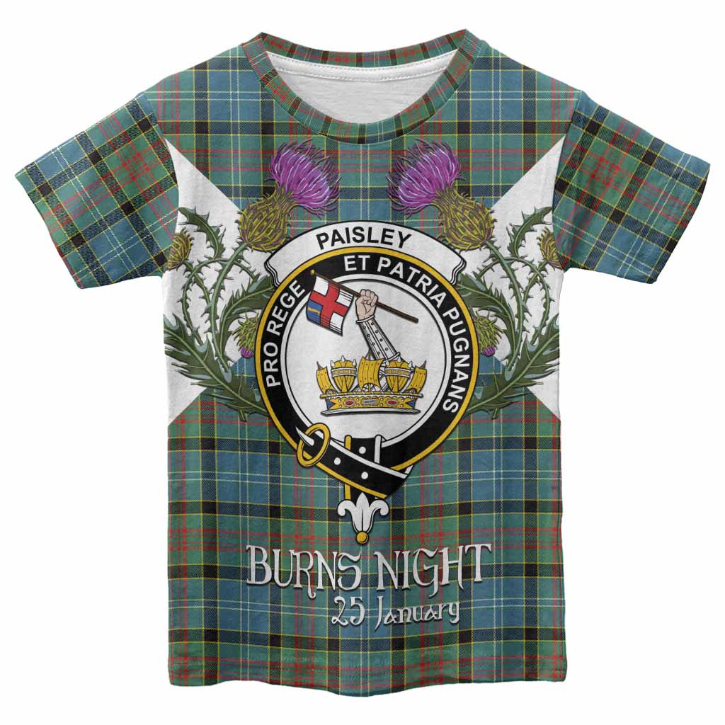 Paisley Tartan Family Crest Kid T-shirt Scottish Burns Night Thistle Floral