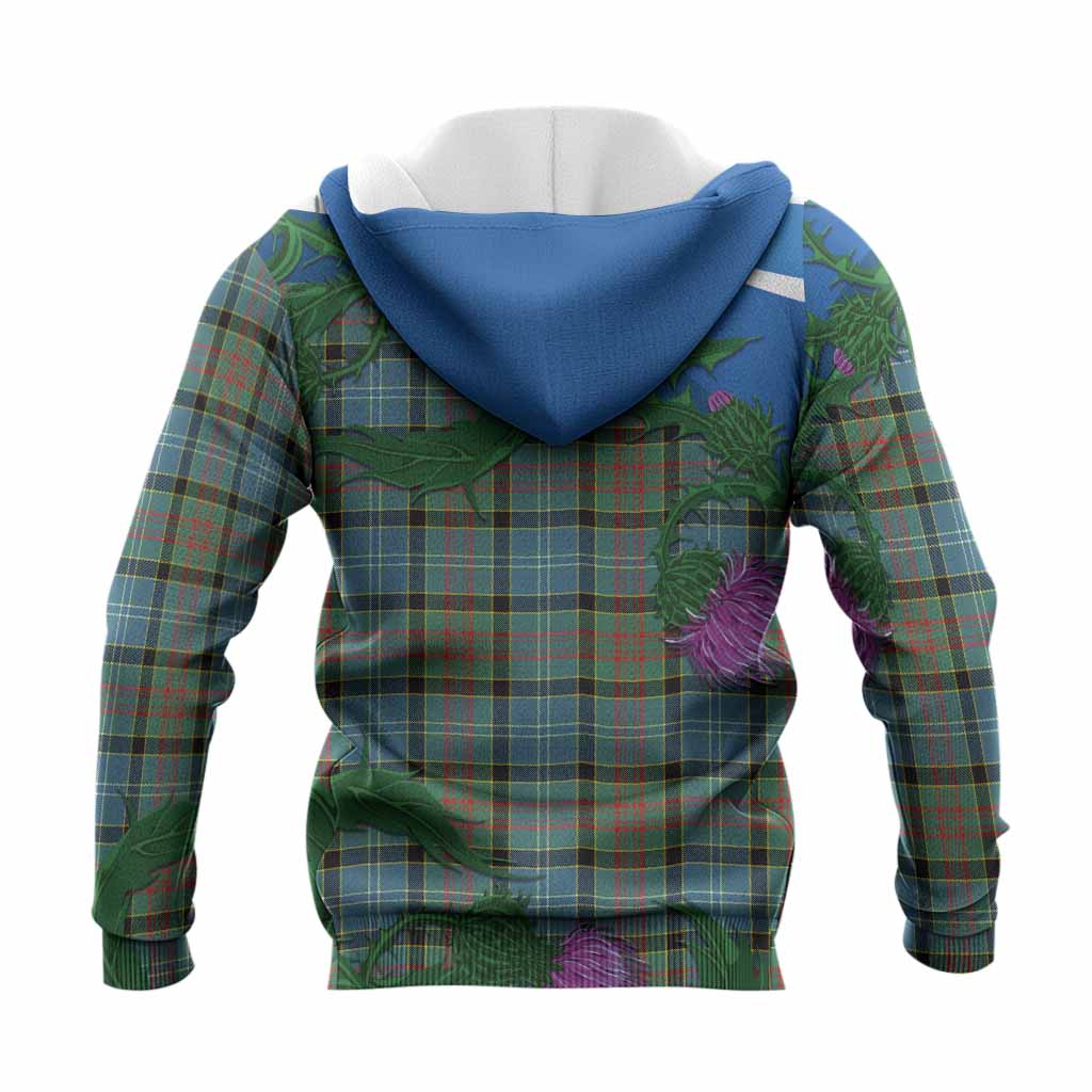 Paisley Tartan Family Crest Knitted Hoodie Thistle in Minimalism