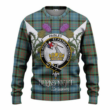 Paisley Tartan Family Crest Knitted Sweater Scottish Burns Night Thistle Floral