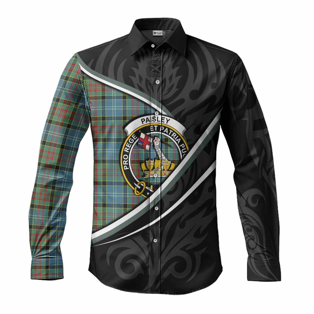 Paisley Tartan Family Crest Long Sleeve Button Shirts Celtic Scottish Thistle Floral - Tartan Vibes Clothing