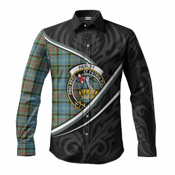 Paisley Tartan Family Crest Long Sleeve Button Shirts Celtic Scottish Thistle Floral