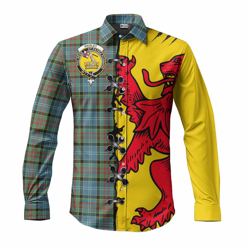 Paisley Tartan Family Crest Long Sleeve Button Shirts Lion Rampant Honor - Tartan Vibes Clothing
