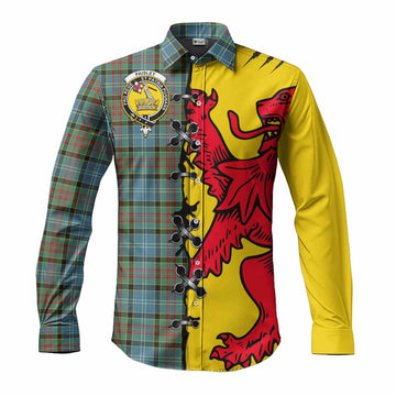 Paisley Tartan Family Crest Long Sleeve Button Shirts Lion Rampant Honor