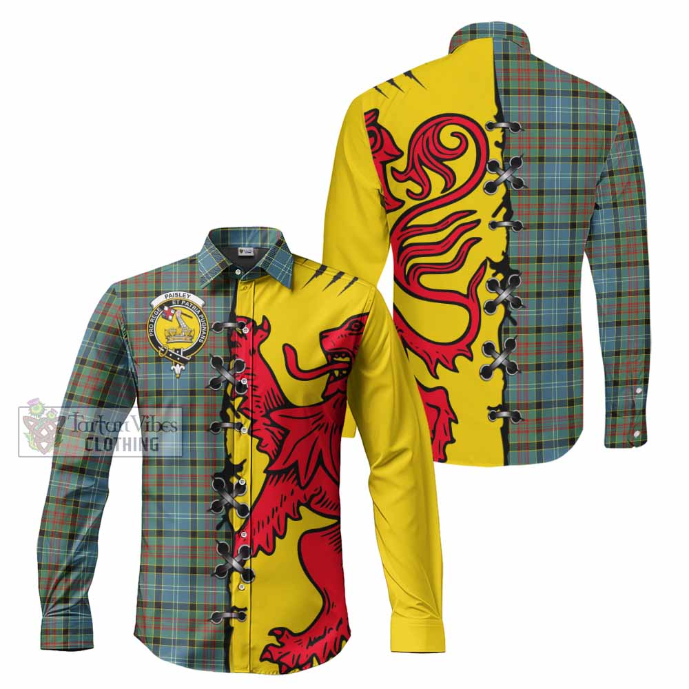 Paisley Tartan Family Crest Long Sleeve Button Shirts Lion Rampant Honor - Tartan Vibes Clothing