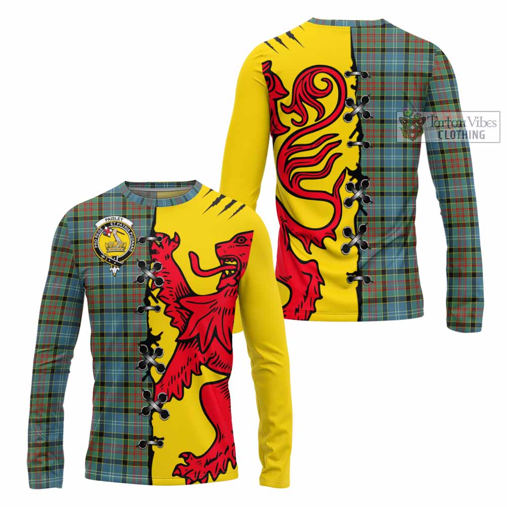 Paisley Tartan Family Crest Long Sleeve T-Shirt Lion Rampant Honor - Tartan Vibes Clothing