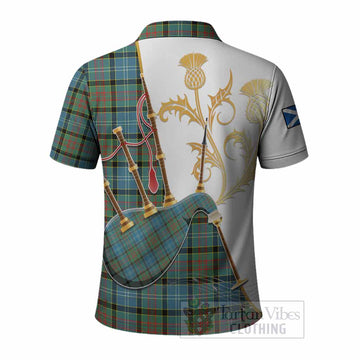 Paisley Tartan Family Crest Polo Shirt Bagpipes with Scottish Thistle