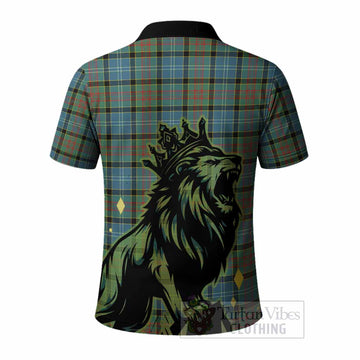 Paisley Tartan Family Crest Polo Shirt Crowned Lion Roaring