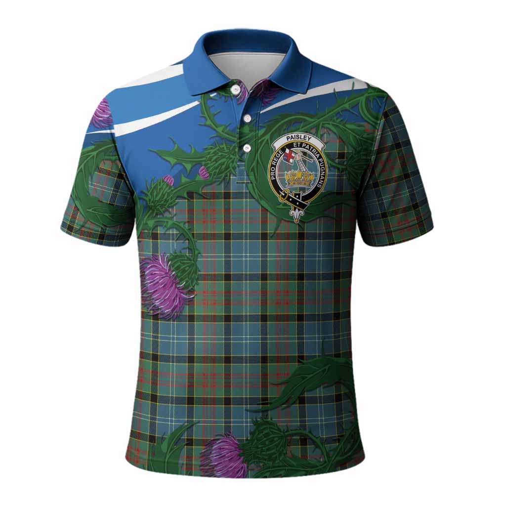 Paisley Tartan Family Crest Polo Shirt Thistle in Minimalism