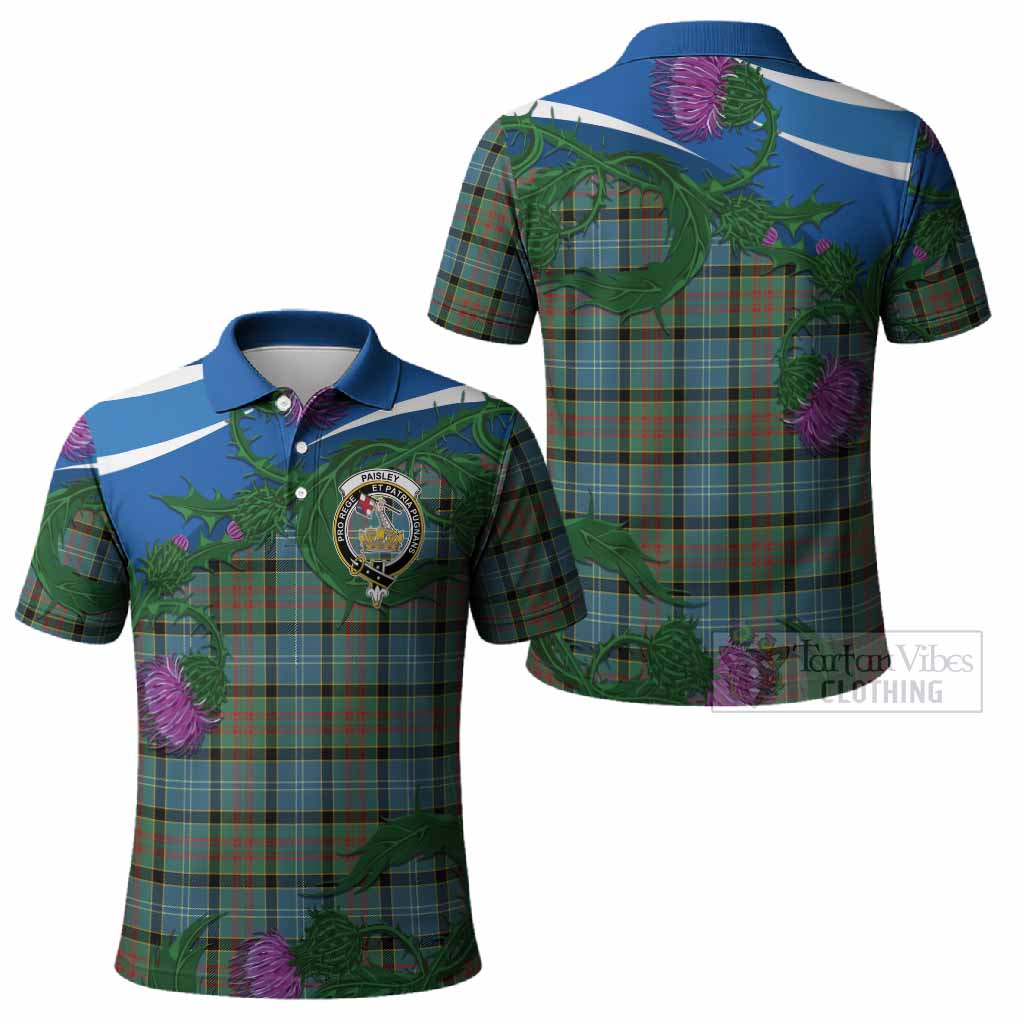 Paisley Tartan Family Crest Polo Shirt Thistle in Minimalism