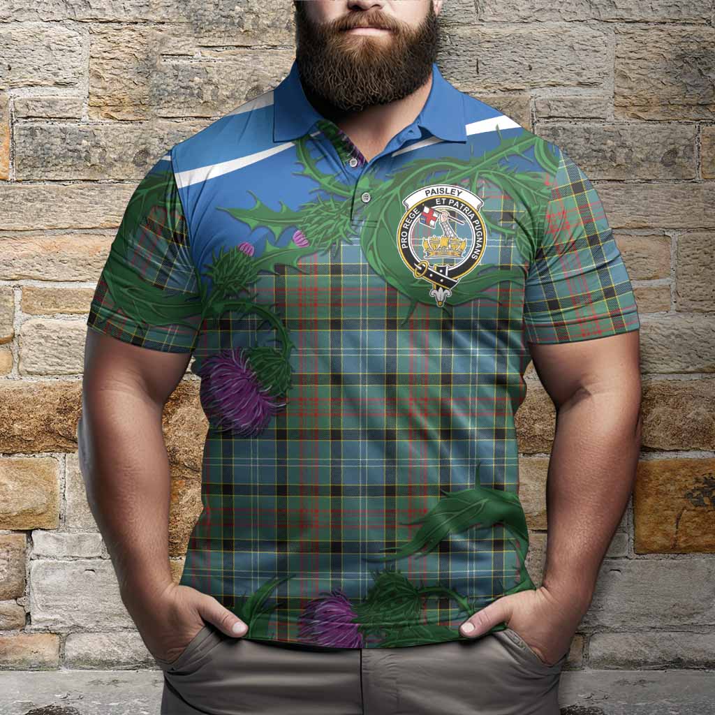 Paisley Tartan Family Crest Polo Shirt Thistle in Minimalism