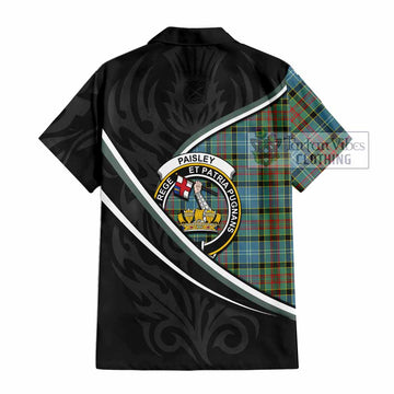 Paisley Tartan Family Crest Short Sleeve Button Shirt Celtic Scottish Thistle Floral - Tartan Vibes Clothing