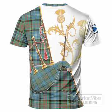 Paisley Tartan Family Crest T-Shirt Bagpipes with Scottish Thistle