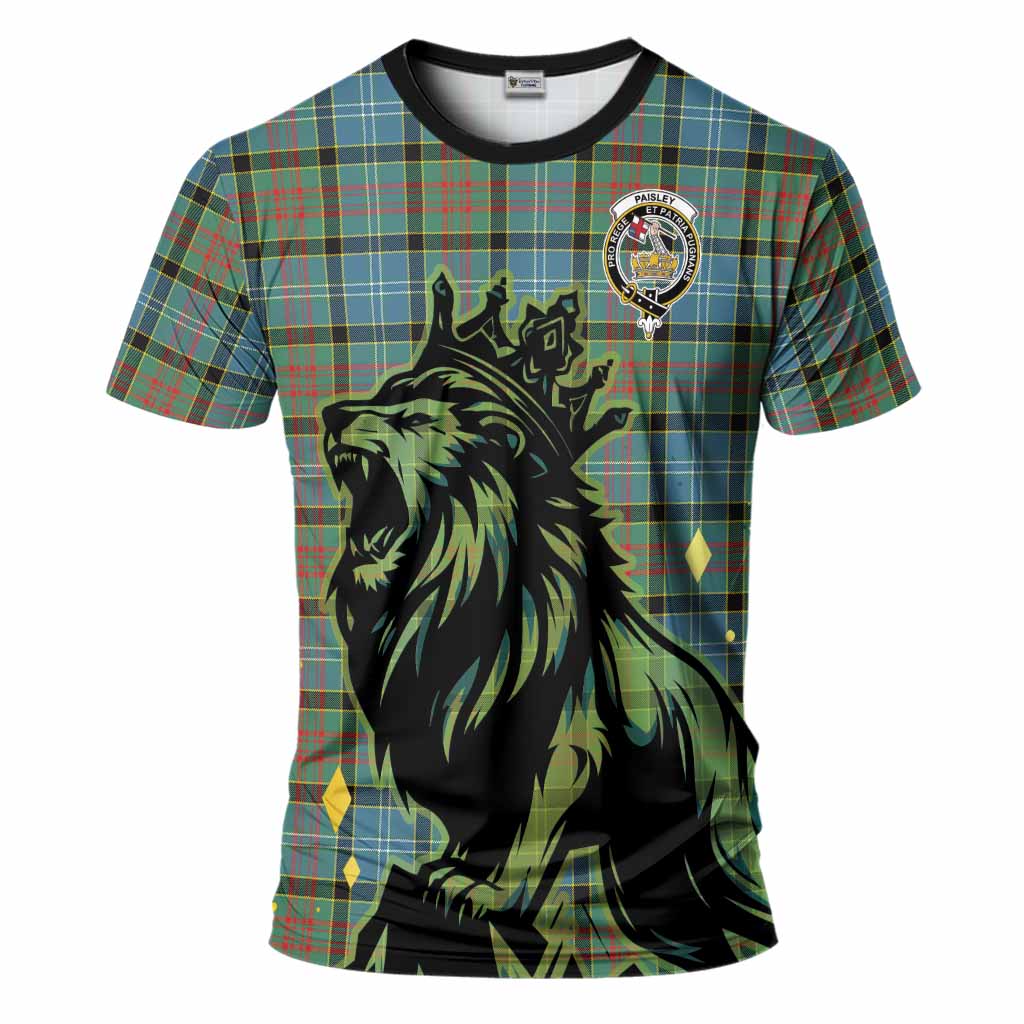Paisley Tartan Family Crest T-Shirt Crowned Lion Roaring