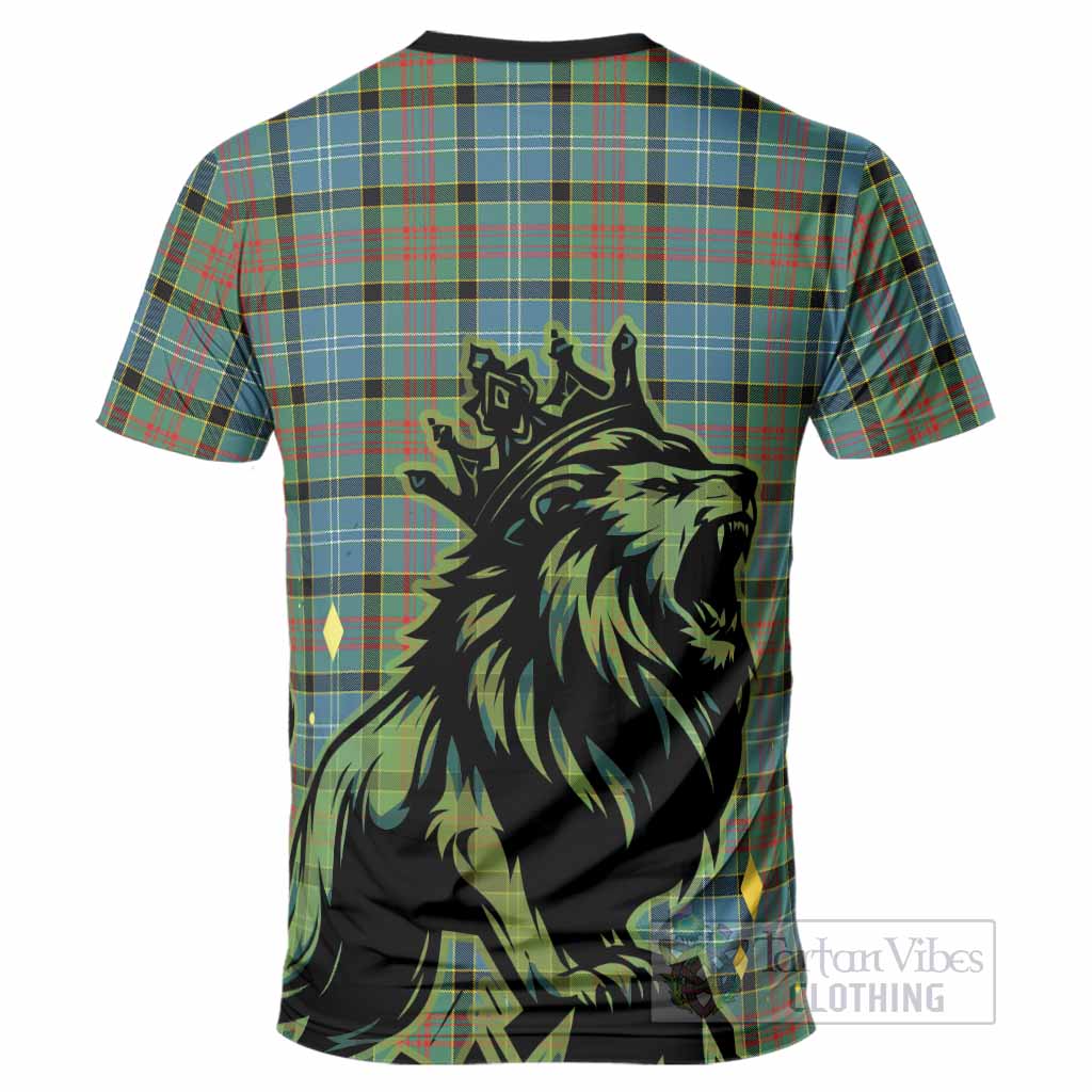 Paisley Tartan Family Crest T-Shirt Crowned Lion Roaring