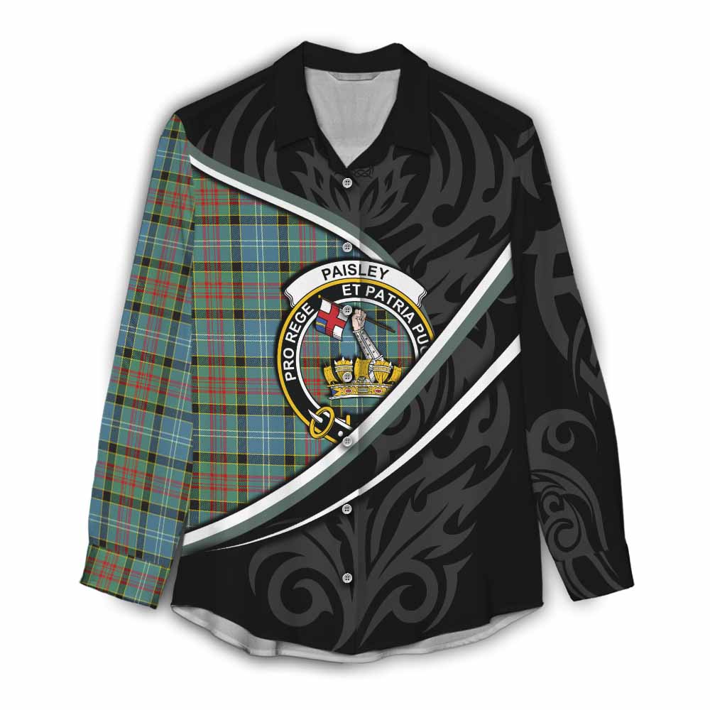 Paisley Tartan Family Crest Women Casual Shirt Celtic Scottish Thistle Floral - Tartan Vibes Clothing