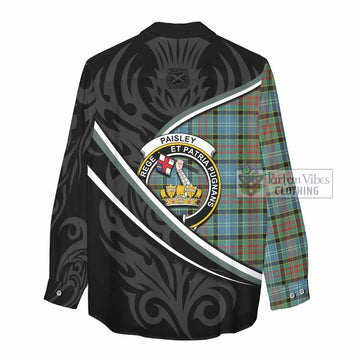 Paisley Tartan Family Crest Women Casual Shirt Celtic Scottish Thistle Floral