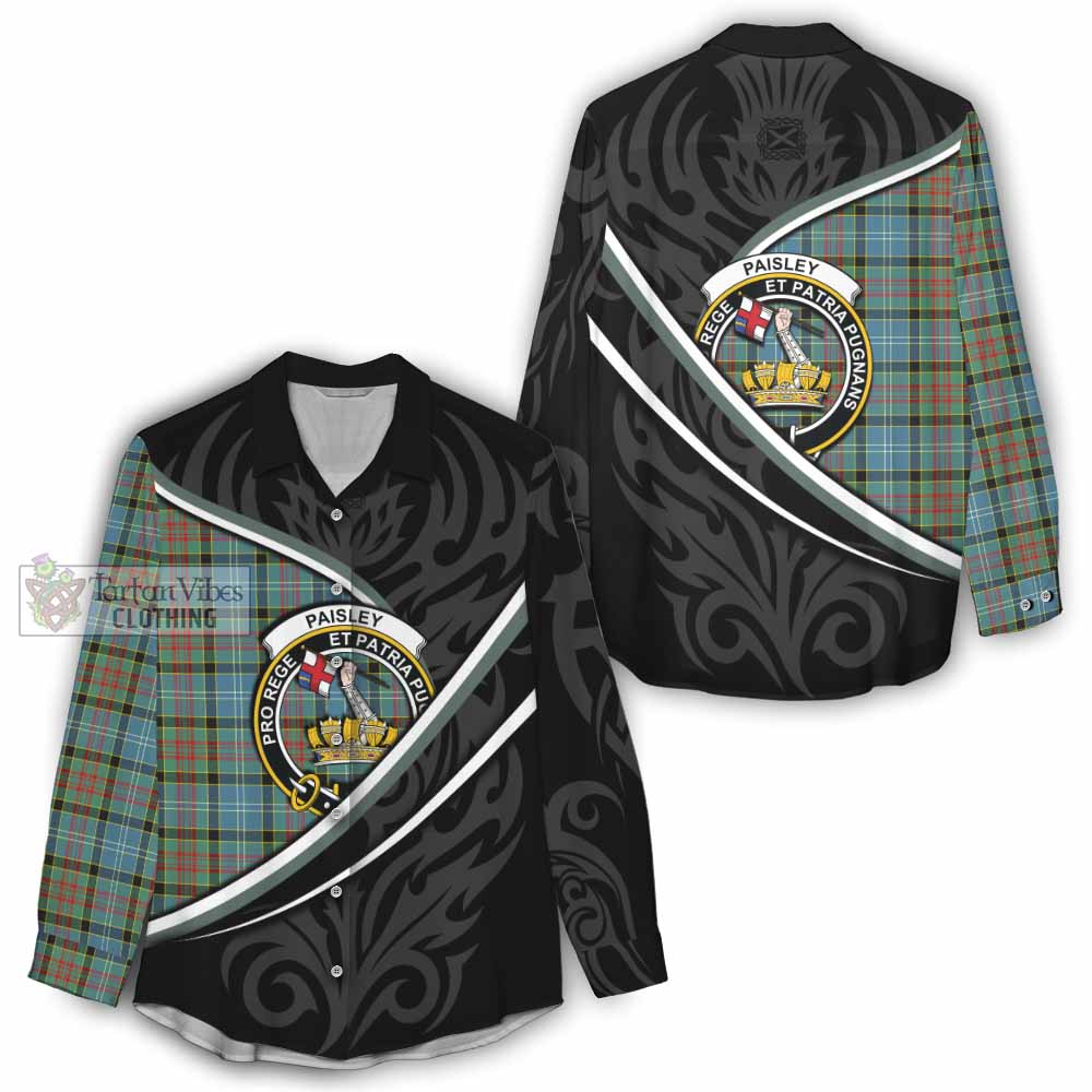 Paisley Tartan Family Crest Women Casual Shirt Celtic Scottish Thistle Floral - Tartan Vibes Clothing