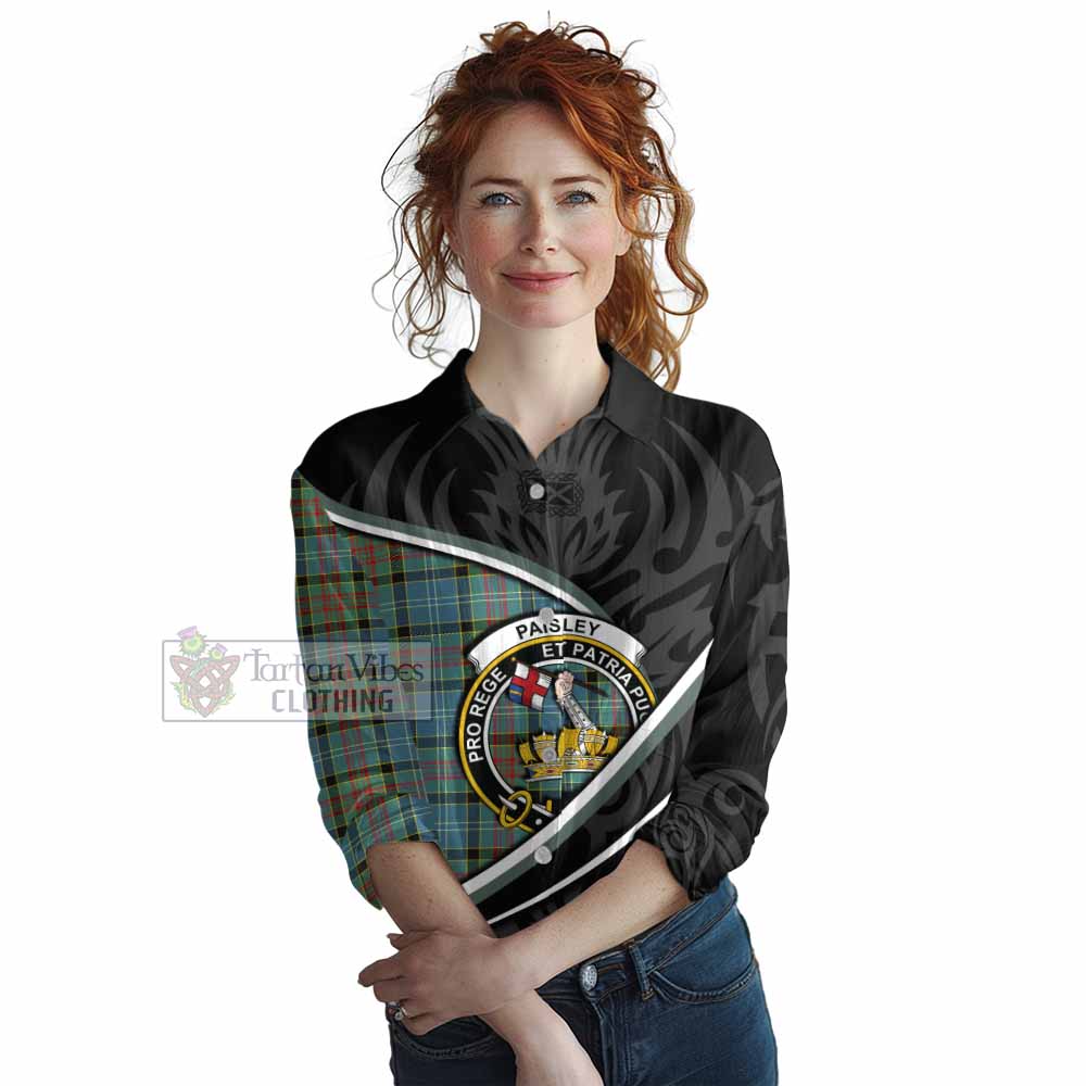 Paisley Tartan Family Crest Women Casual Shirt Celtic Scottish Thistle Floral - Tartan Vibes Clothing