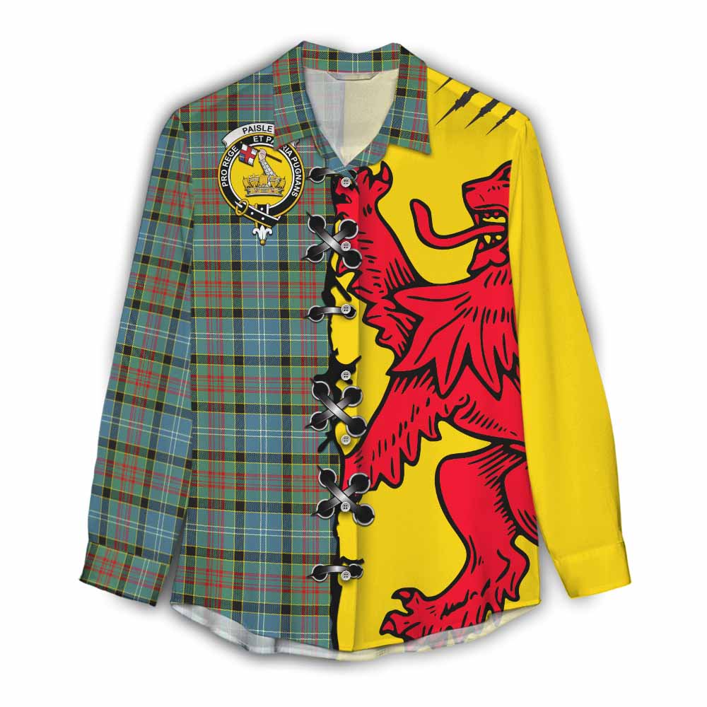 Paisley Tartan Family Crest Women Casual Shirt Lion Rampant Honor - Tartan Vibes Clothing