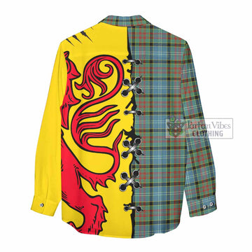 Paisley Tartan Family Crest Women Casual Shirt Lion Rampant Honor