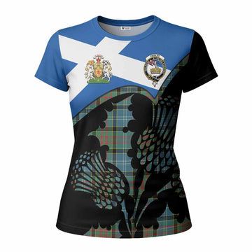 Paisley Tartan Family Crest Women T shirt Scotland Thistle Floral Flag Style