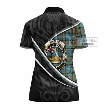 Paisley Tartan Family Crest Women's Polo Shirt Celtic Scottish Thistle Floral