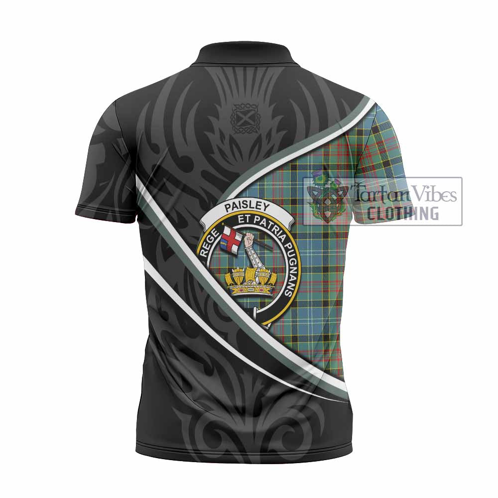 Paisley Tartan Family Crest Zipper Polo Shirt Celtic Scottish Thistle Floral - Tartan Vibes Clothing