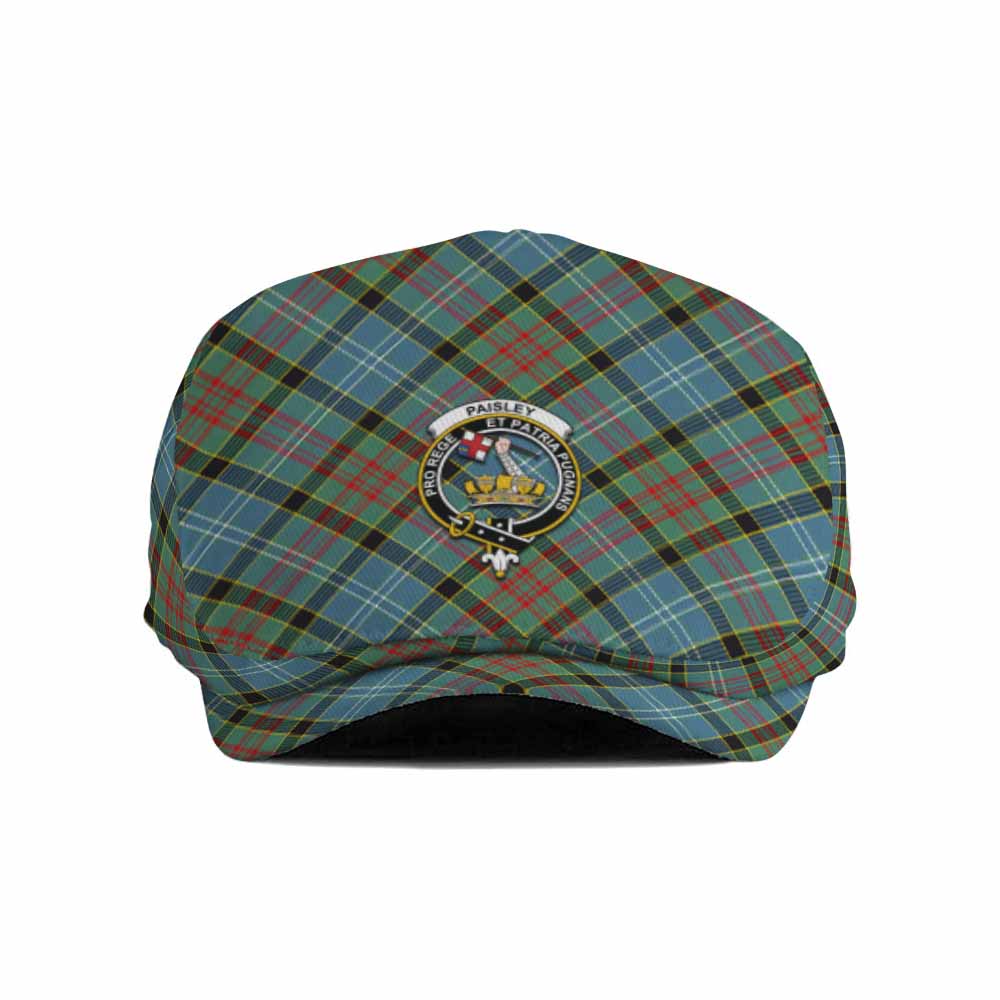 Paisley Tartan Flat Cap, Jeff Cap Cross Style with Family Crest - Tartan Vibes Clothing