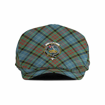 Paisley Tartan Flat Cap, Jeff Cap Cross Style with Family Crest