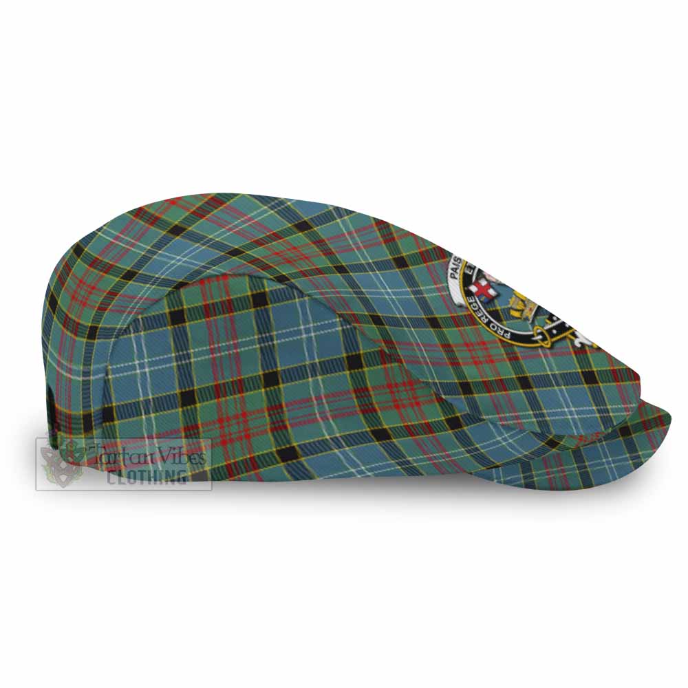 Paisley Tartan Flat Cap, Jeff Cap Cross Style with Family Crest - Tartan Vibes Clothing