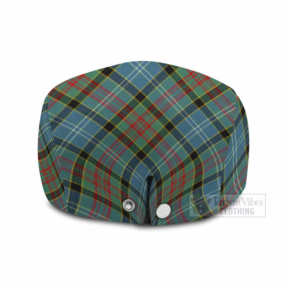 Paisley Tartan Flat Cap, Jeff Cap Cross Style with Family Crest - Tartan Vibes Clothing