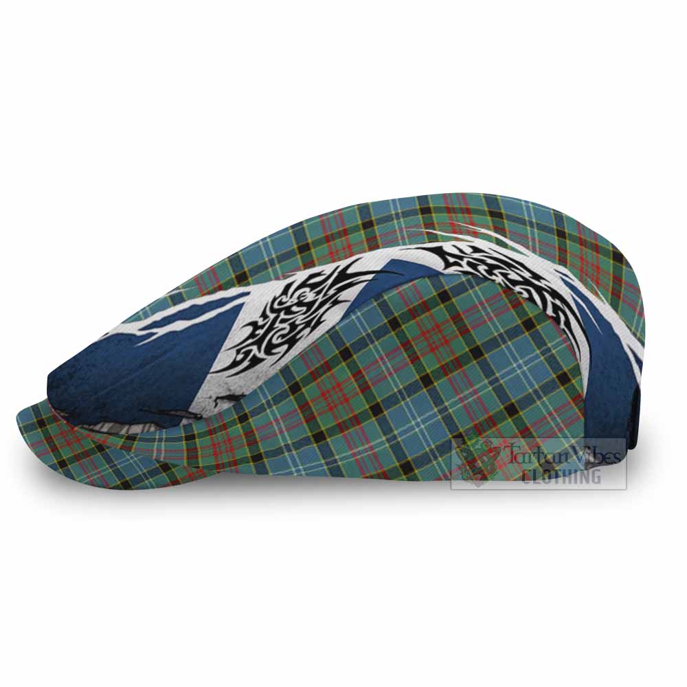 Paisley Tartan Flat Cap, Jeff Cap Scotland Flag Ripped Tribal Design