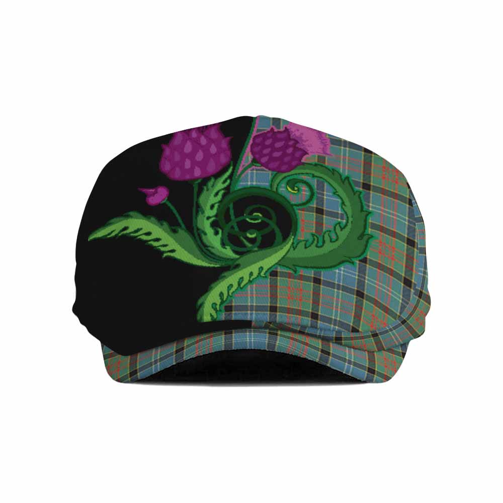 Paisley Tartan Flat Cap, Jeff Cap Traditional Scottish Thistle