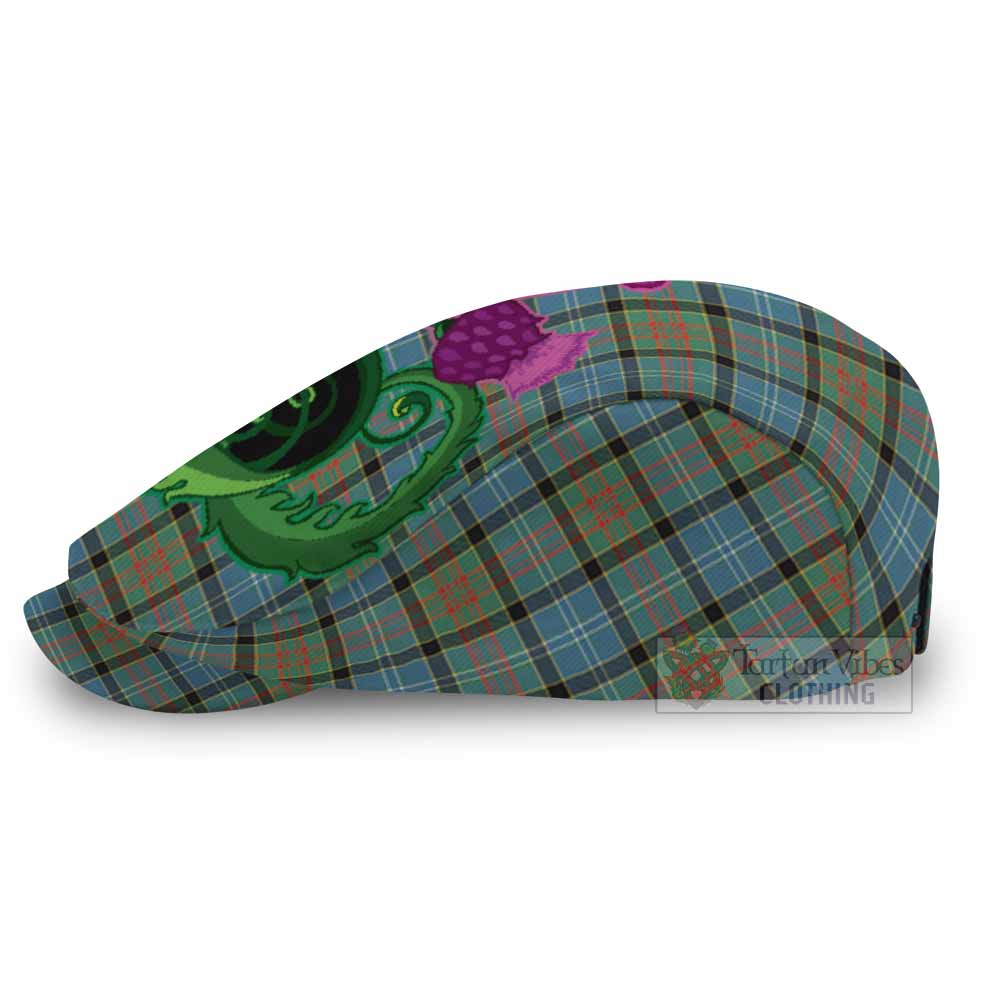Paisley Tartan Flat Cap, Jeff Cap Traditional Scottish Thistle