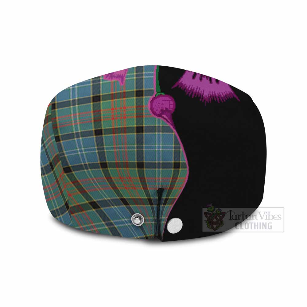 Paisley Tartan Flat Cap, Jeff Cap Traditional Scottish Thistle