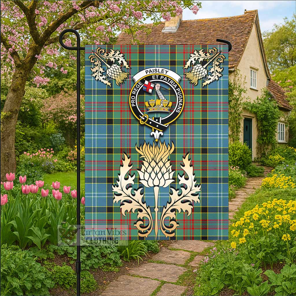 Paisley Tartan Garden Flag with Golden Regal Scottish Thistle Emblem - Tartan Vibes Clothing