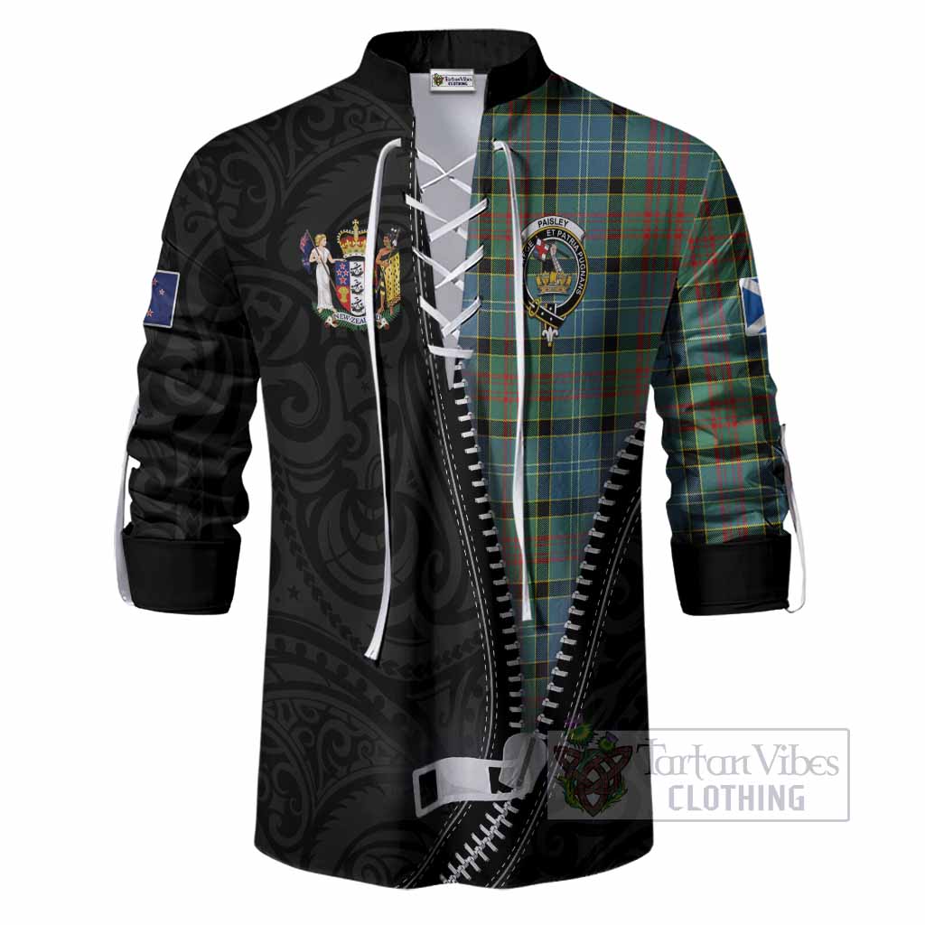 Paisley Tartan Ghillie Shirt New Zealand Pattern Unique Zipper Stylized