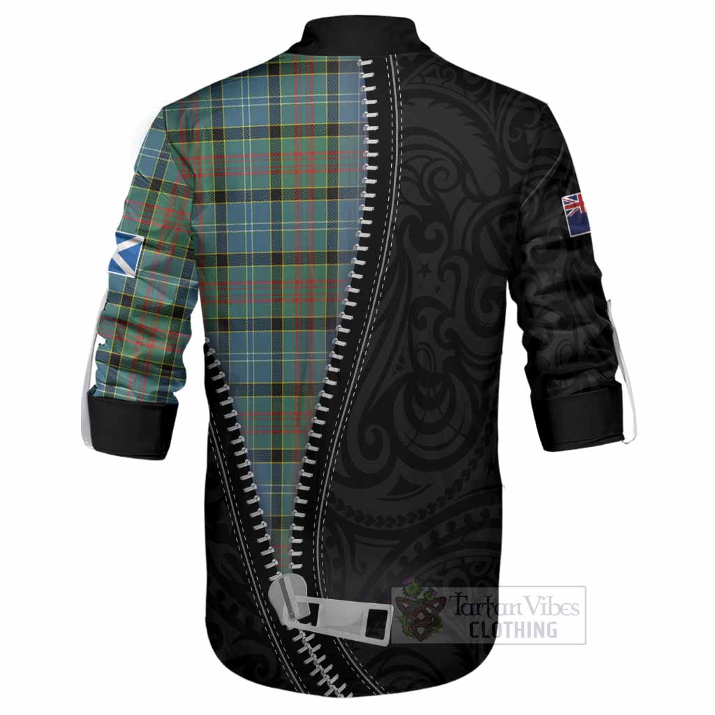 Paisley Tartan Ghillie Shirt New Zealand Pattern Unique Zipper Stylized