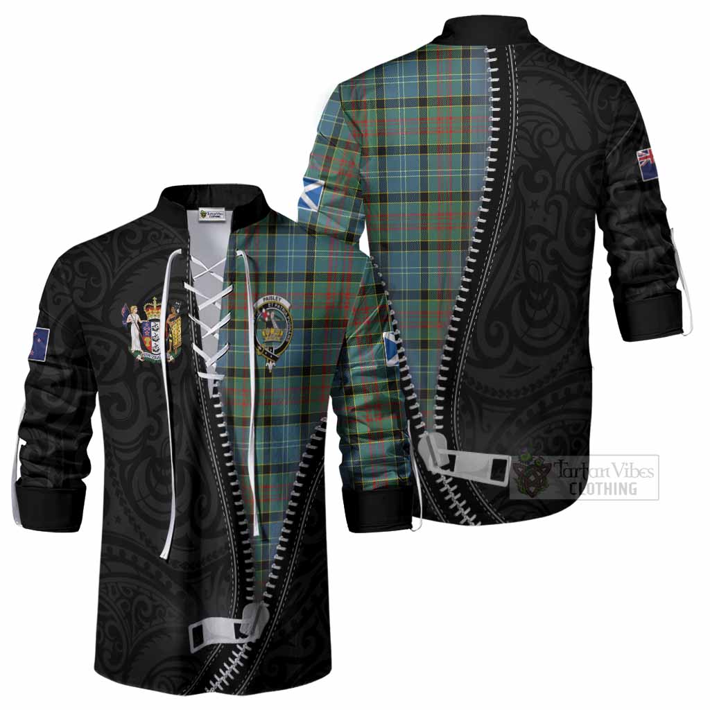 Paisley Tartan Ghillie Shirt New Zealand Pattern Unique Zipper Stylized