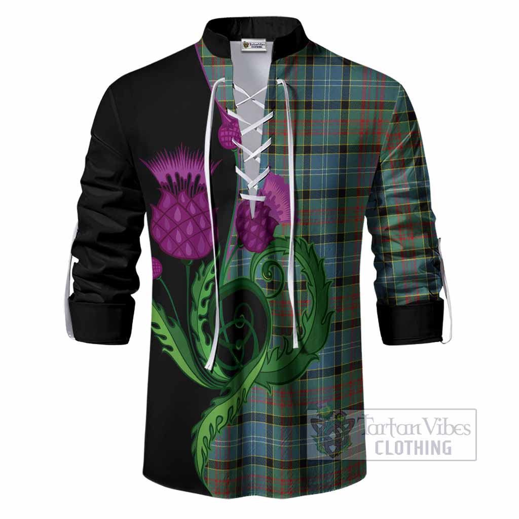 Paisley Tartan Ghillie Shirt Traditional Scottish Thistle