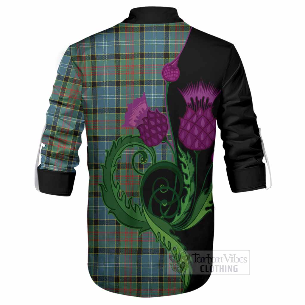 Paisley Tartan Ghillie Shirt Traditional Scottish Thistle