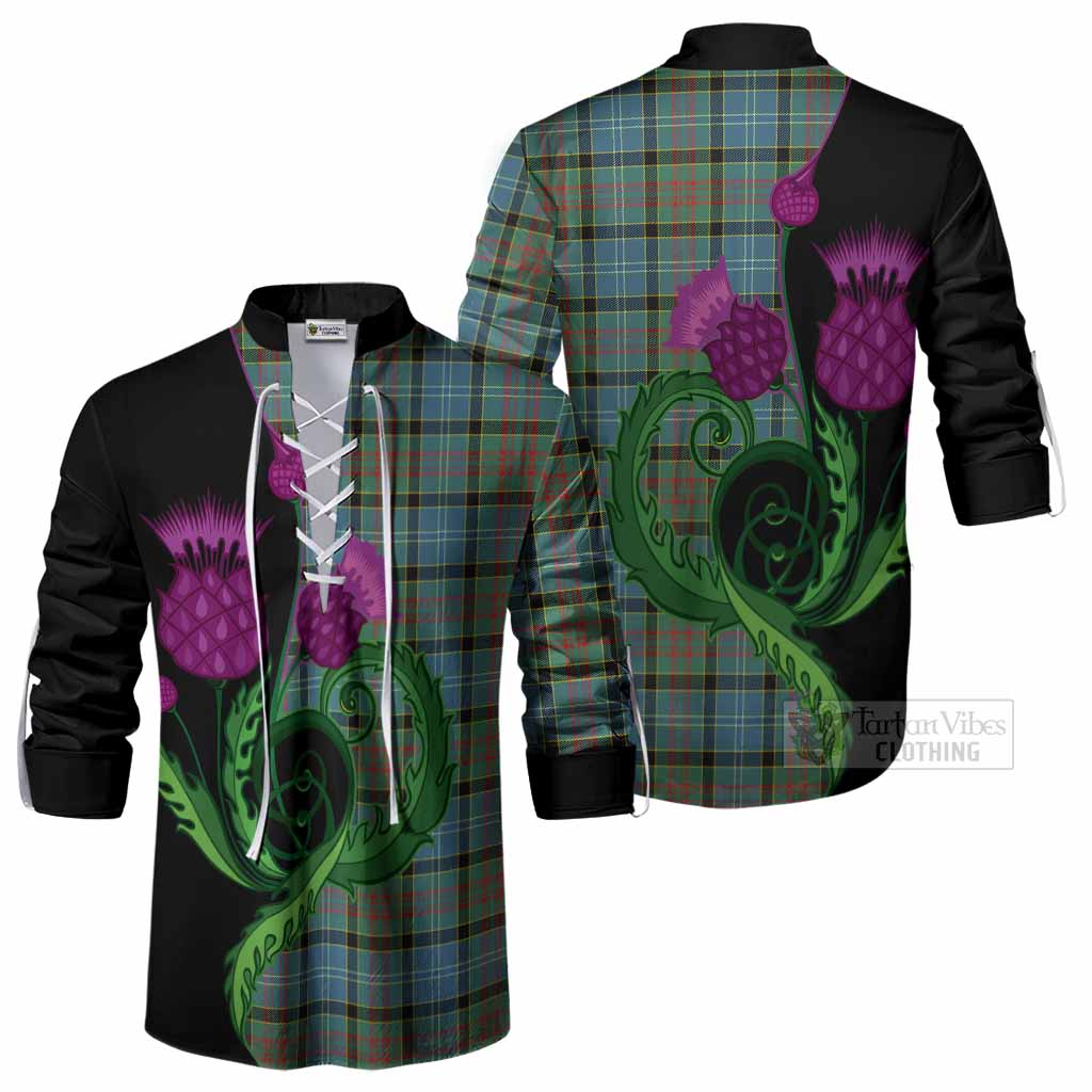 Paisley Tartan Ghillie Shirt Traditional Scottish Thistle