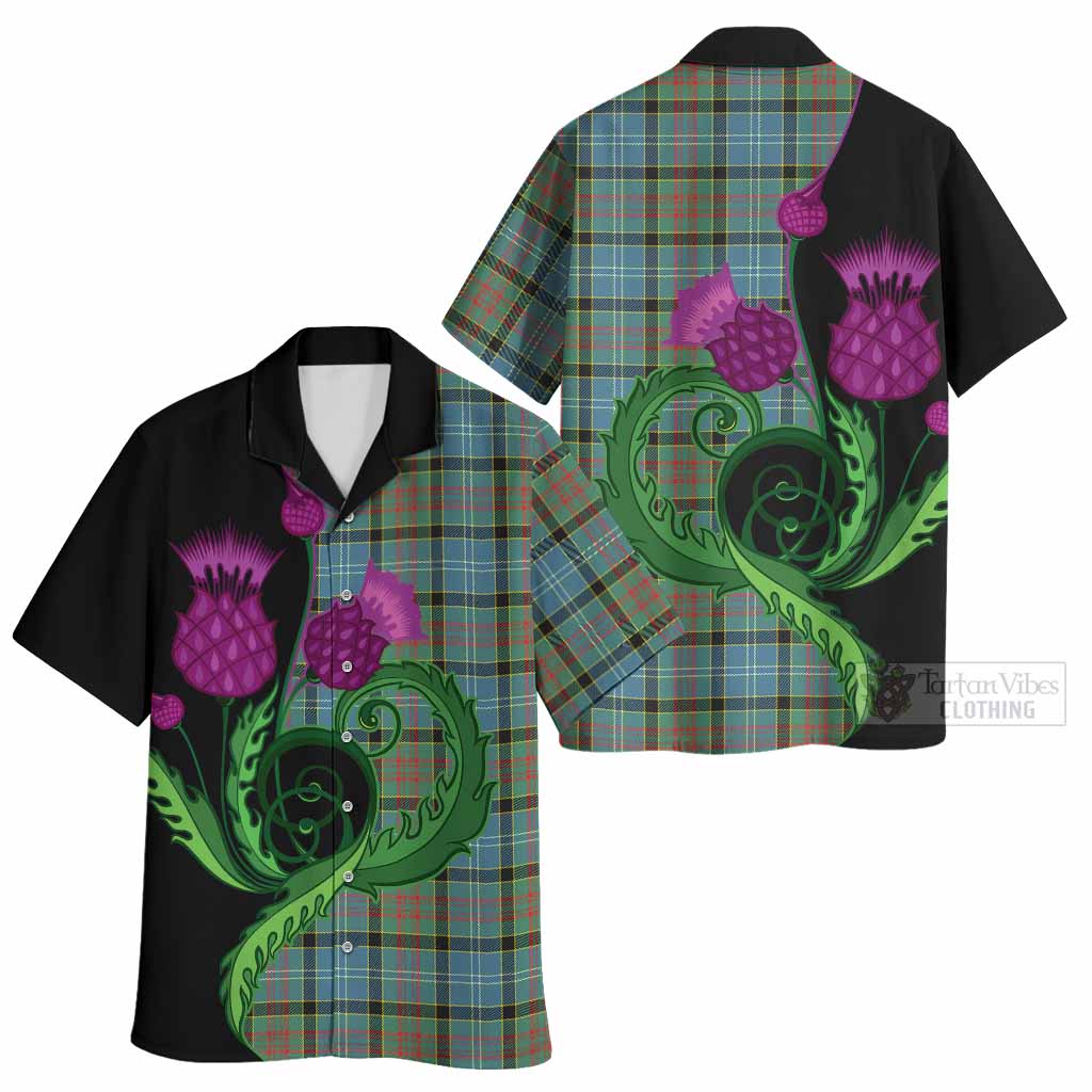Paisley Tartan Hawaiian Shirt Traditional Scottish Thistle