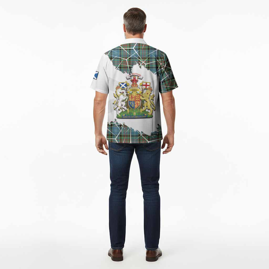Paisley Tartan Hawaiian Shirt with Family Crest and Lion Rampant Grunge Style