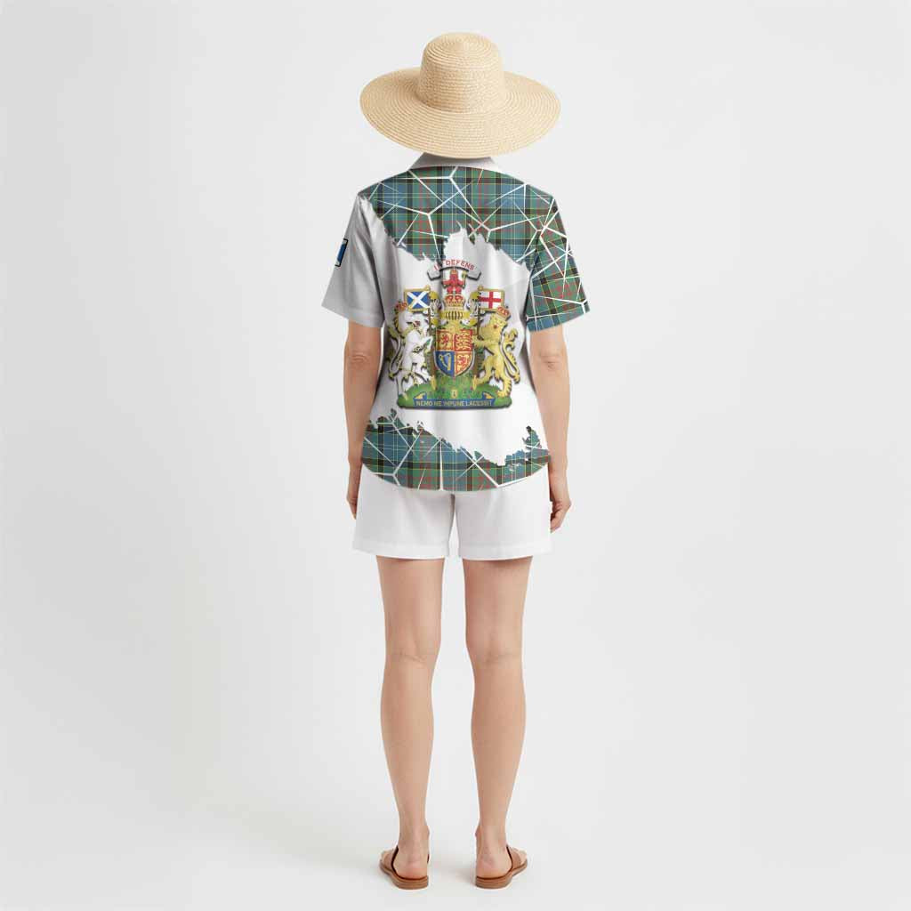 Paisley Tartan Hawaiian Shirt with Family Crest and Lion Rampant Grunge Style