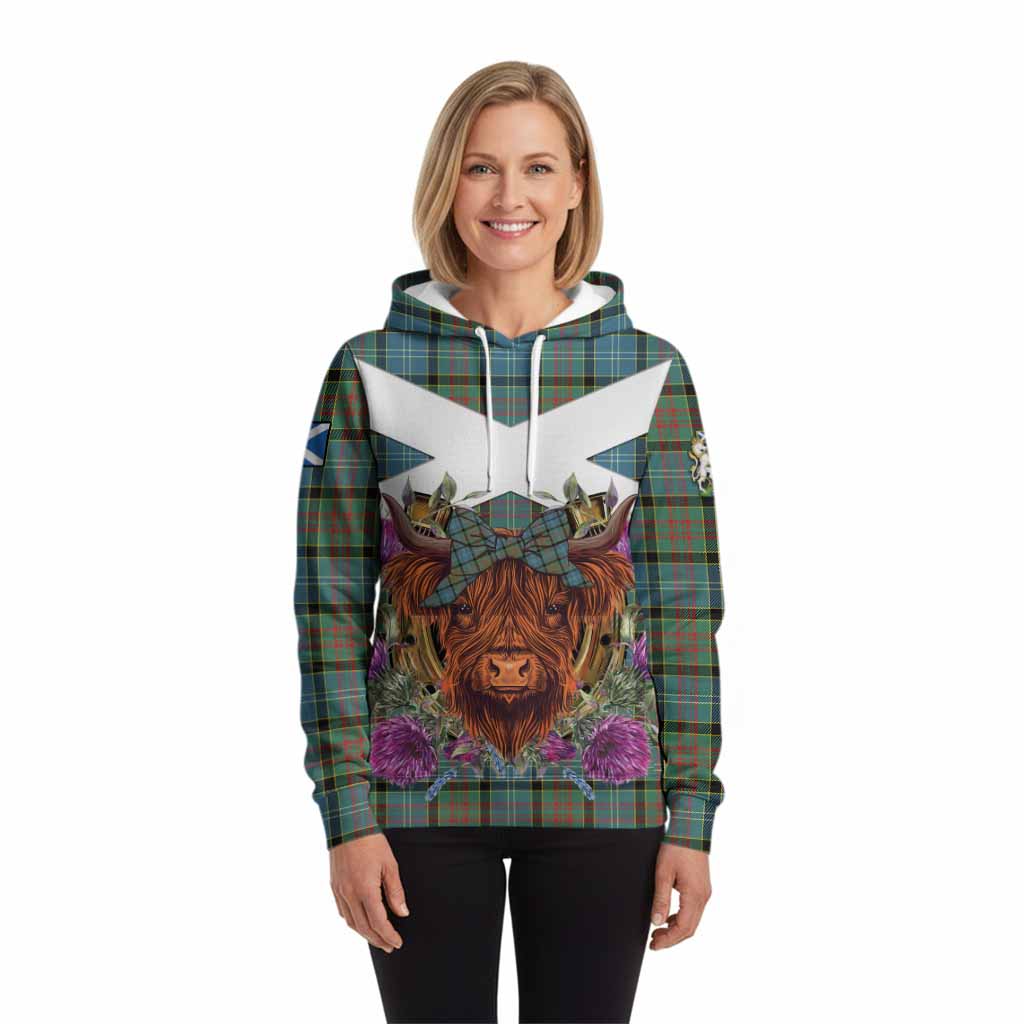 Paisley Tartan Hoodie Scottish Thistle Heilan Coo