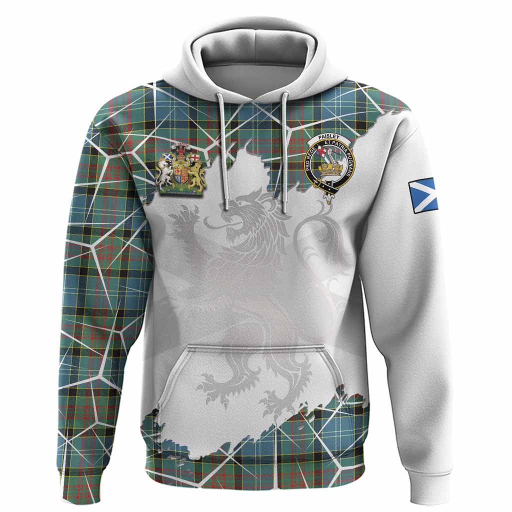 Paisley Tartan Hoodie with Family Crest and Lion Rampant Grunge Style