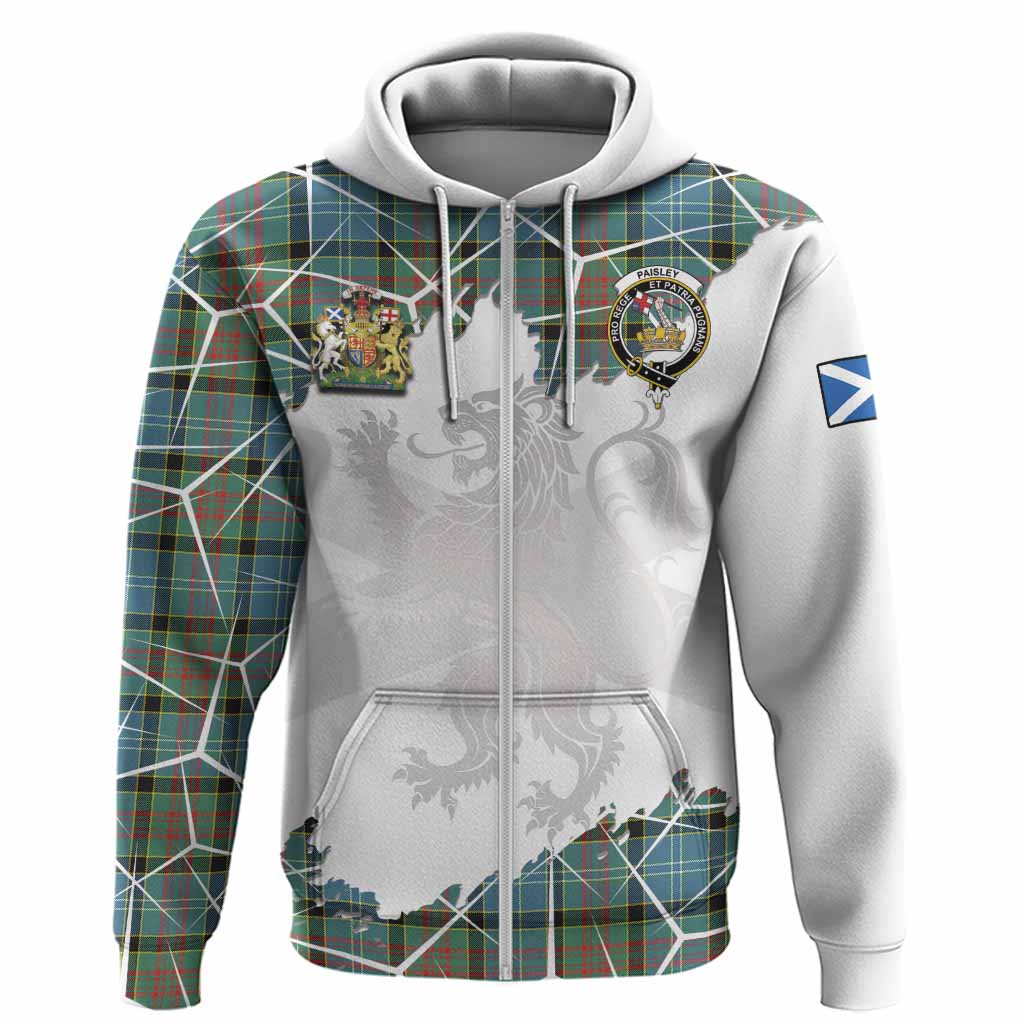 Paisley Tartan Hoodie with Family Crest and Lion Rampant Grunge Style