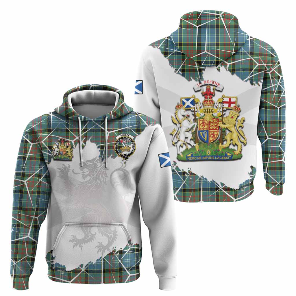 Paisley Tartan Hoodie with Family Crest and Lion Rampant Grunge Style