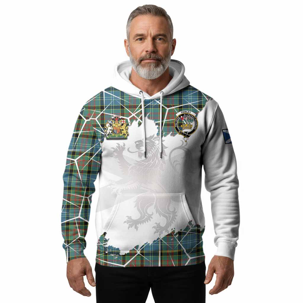 Paisley Tartan Hoodie with Family Crest and Lion Rampant Grunge Style